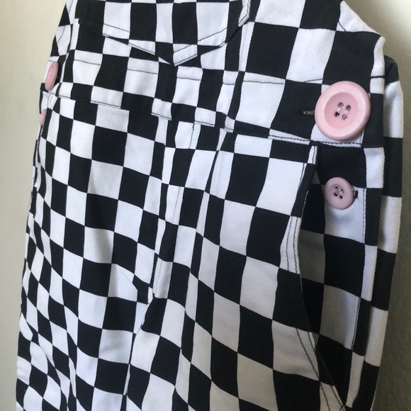 Retro checkerboard pattern jumpsuit overalls - Picture 7 of 7